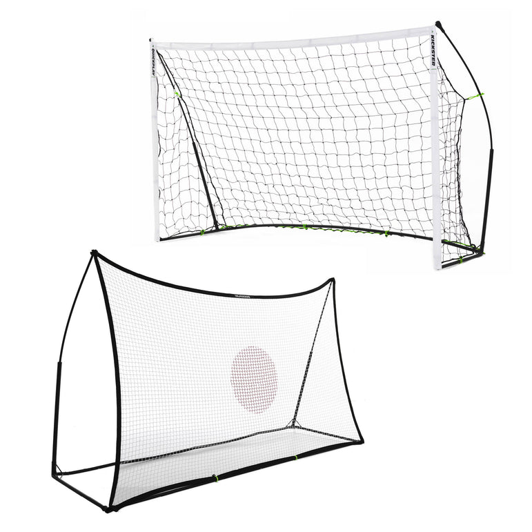 <tc>KICKSTER</tc> Portería de fútbol 2 en 1 / Reboteador de fútbol 2,4 mx 1,5 m