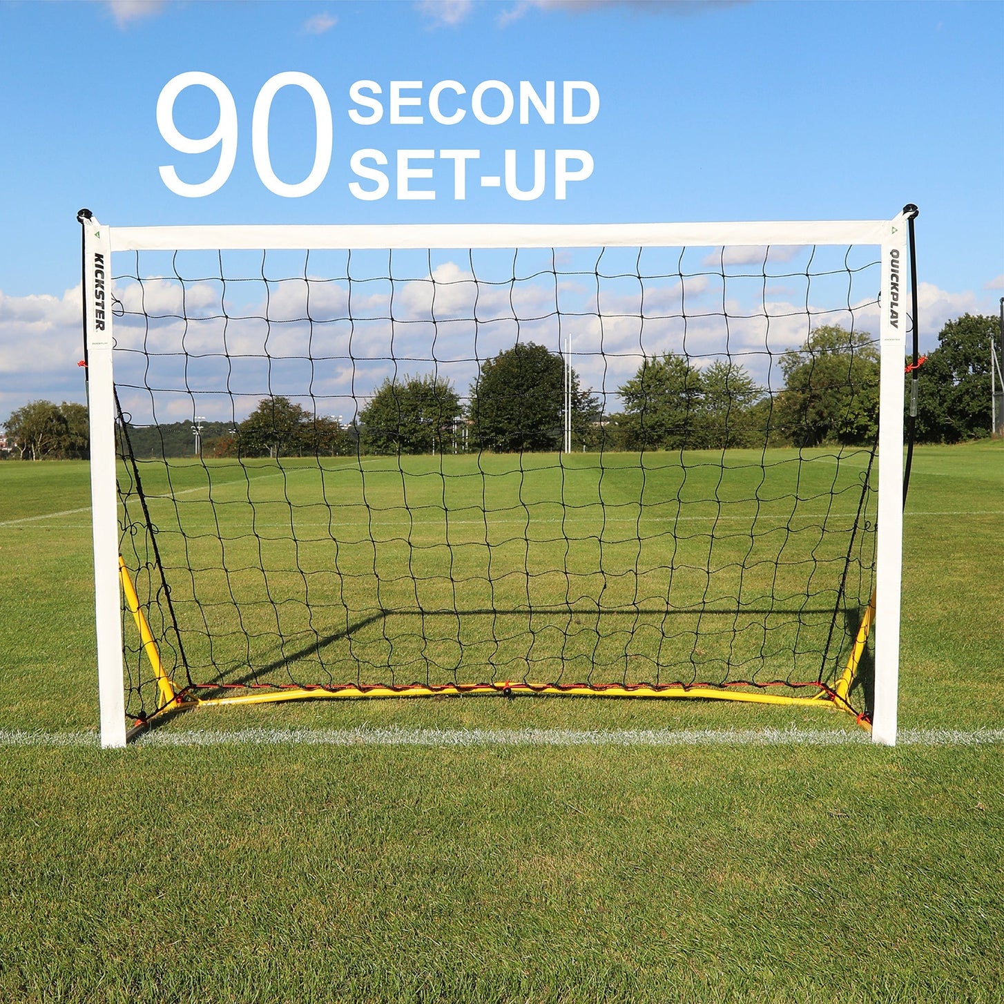 Portería de fútbol portátil KICKSTER 240 x 150 cm (amarilla)
