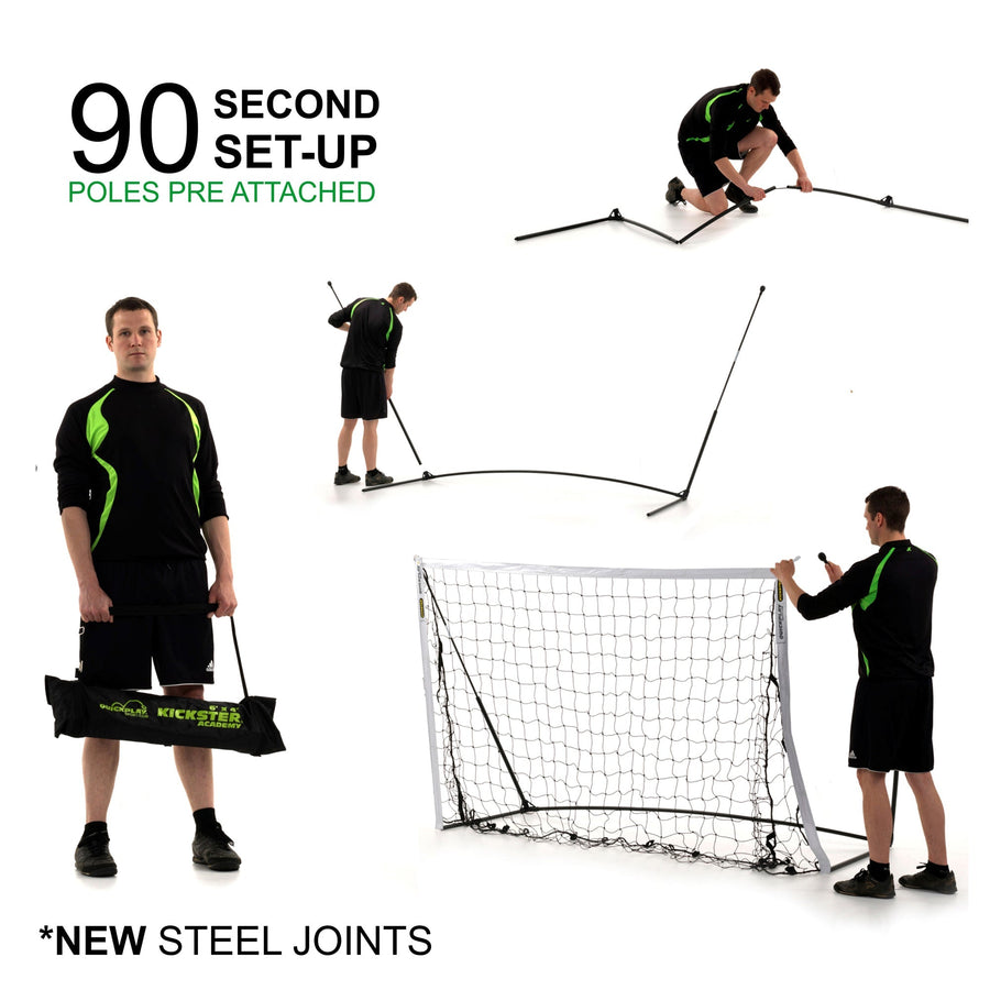Portería de fútbol portátil KICKSTER 240 x 150 cm (amarilla)